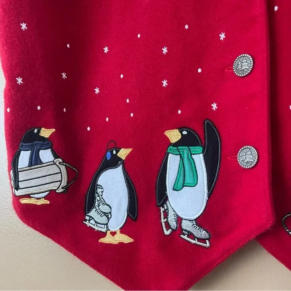 Karen Scott Vibrant Red Checkered Penguin Vest new without tags size large - Picture 6 of 7